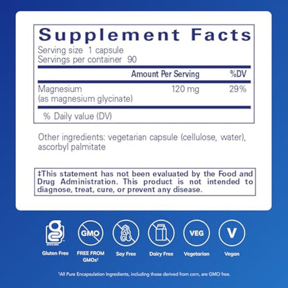 Pure EncapsuIations Magnesium (Glycinate) 90 Count(Pack of 2)